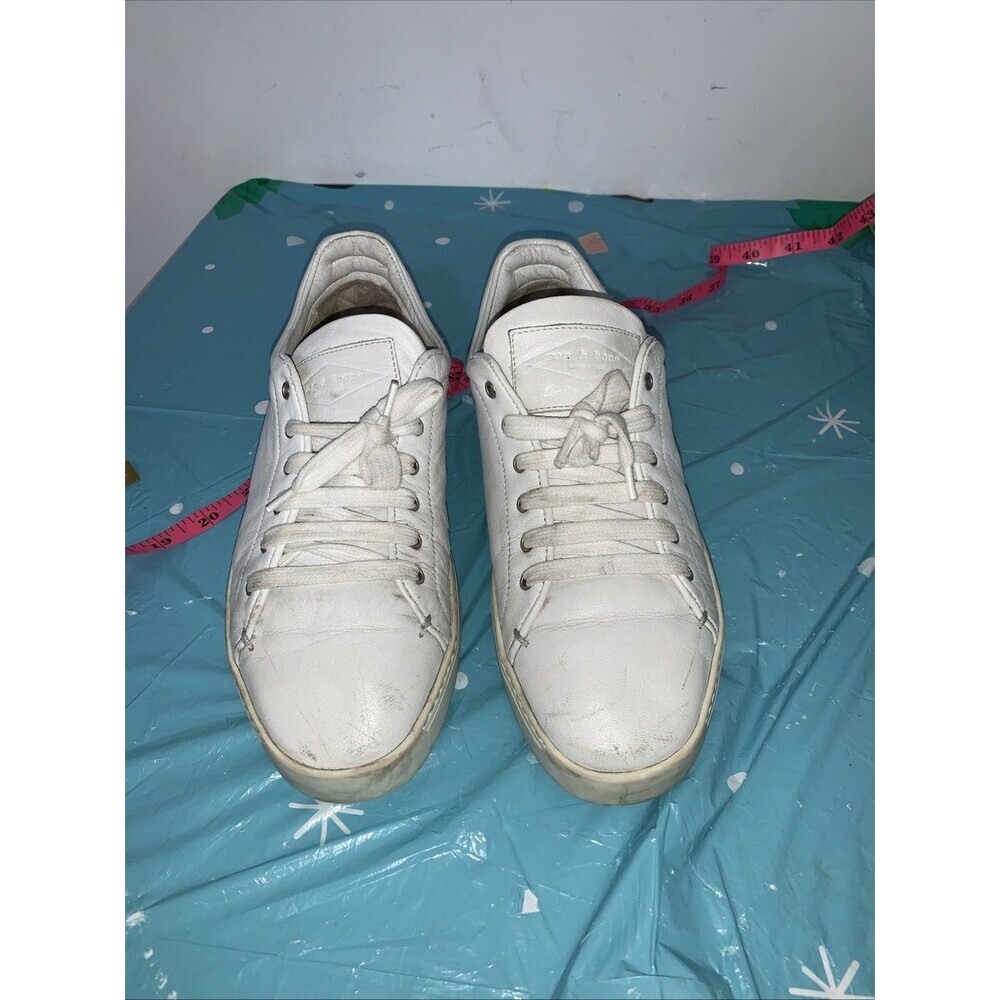 Rag‎ & Bone Lace Up Low White Leather Sneakers Sz 9.5 Or 39 Made in Romania